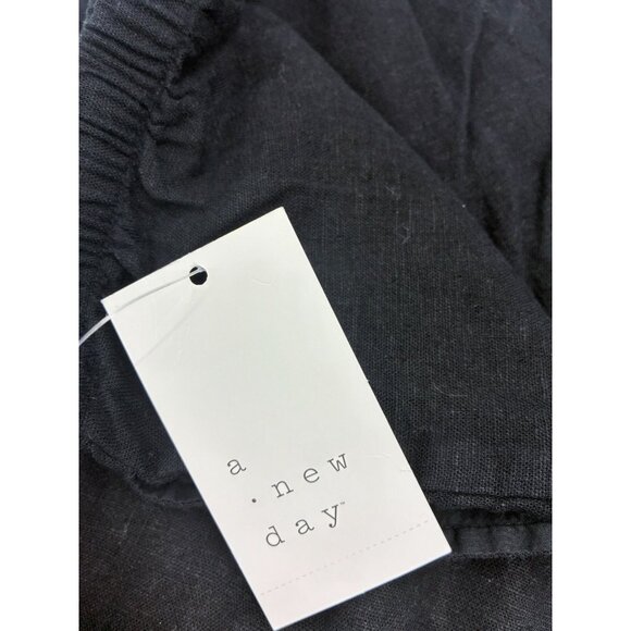 A New Day Womens Medium Shorts Black Linen Elastic Waist Casual Summer - Picture 6 of 6